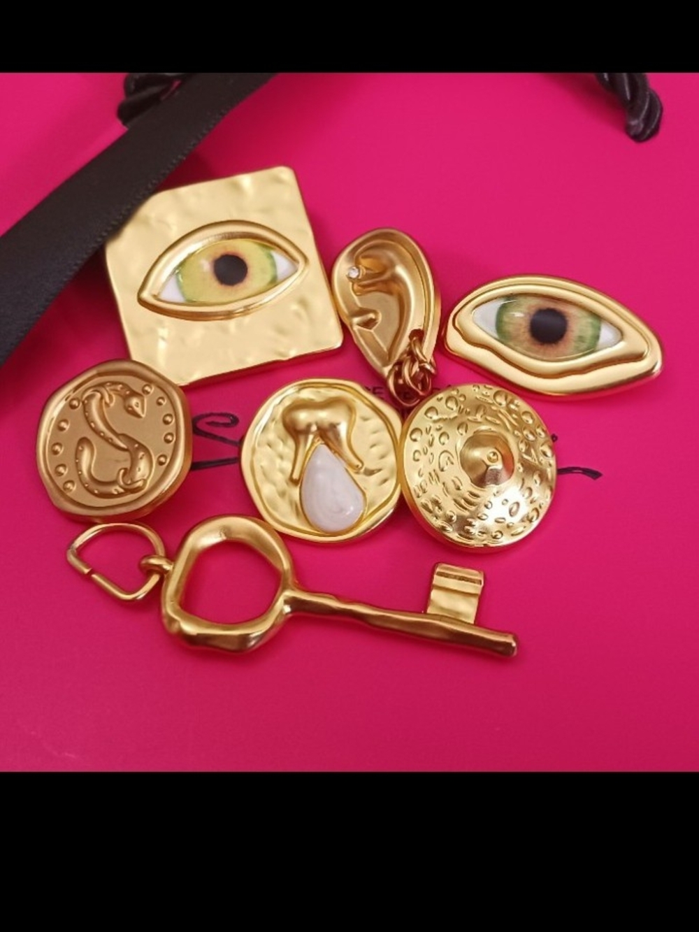 Schiaparelli Mixed BUTTON EMBELLIMENTS  with Eye Motifs , France Lot Of 7
